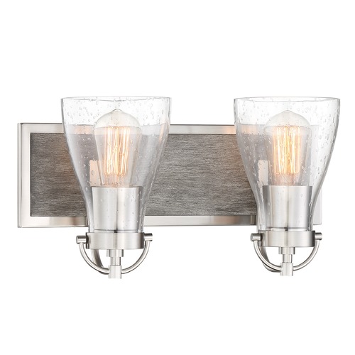 Minka Lavery Garrison Brushed Nickel with Shale Wood Bathroom Light by Minka Lavery 3342-098