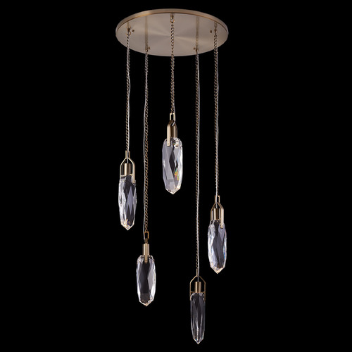 Allegri Lighting Allegri Crystal Diamante Winter Brass LED Multi-Light Pendant with Oval Shade 042057-044-FR001