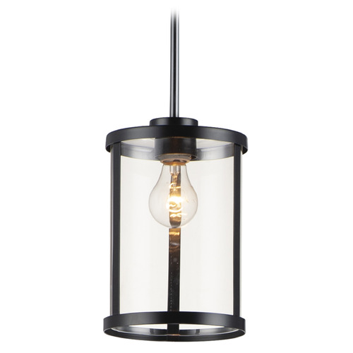 Maxim Lighting Maxim Lighting Sentinel Black Mini-Pendant Light with Cylindrical Shade 25252CLBK