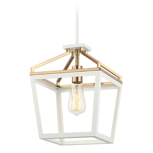 Matteo Lighting Matteo Lighting Mavonshire White & Aged Gold Brass Mini-Pendant Light C67001WHAG