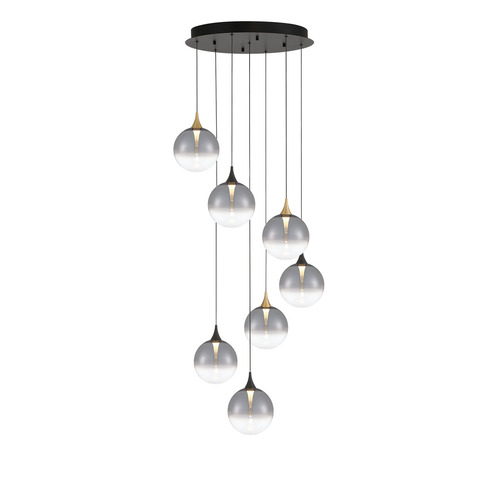 Eurofase Lighting Lissa 7-Light Multi-Light LED Pendant in Gold & Black by Eurofase 48930-024