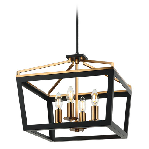 Matteo Lighting Matteo Lighting Mavonshire Black & Aged Gold Brass Pendant Light C67004BKAG