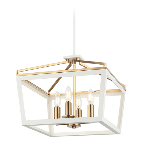 Matteo Lighting Matteo Lighting Mavonshire White & Aged Gold Brass Pendant Light C67004WHAG