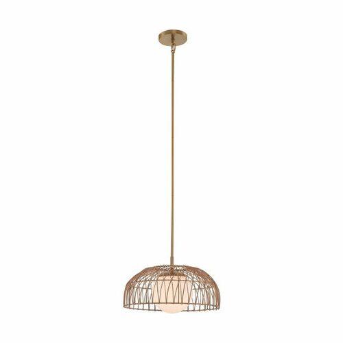 Meridian 18-Inch Convertible Rattan Pendant in Natural Brass by Meridian M7043NB