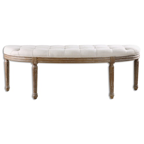Uttermost Lighting Leggett Tufted White Bench by Uttermost Lighting 23196
