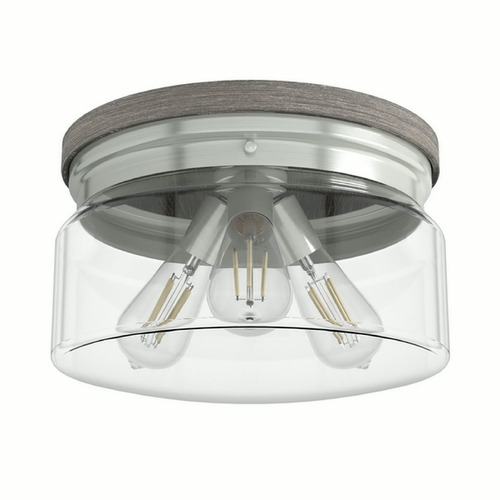 Hunter Fan Company Hunter Fan Company Devon Park Brushed Nickel & Grey Wood Flushmount Light 19152