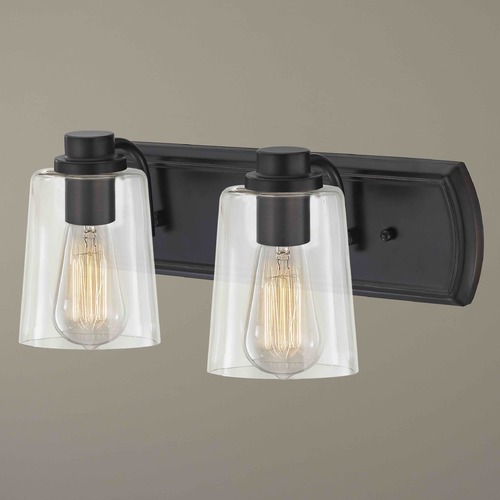 Design Classics Lighting Transitional 2-Light Bath Wall Light with Clear Glass in Bronze 1202-36 GL1027-CLR