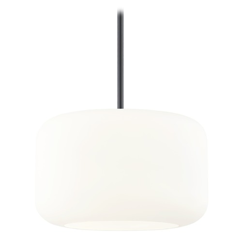 Design Classics Lighting Fest Matte Black Pendant Light with Large Satin White Drum Glass 531-07 GL1069-WH