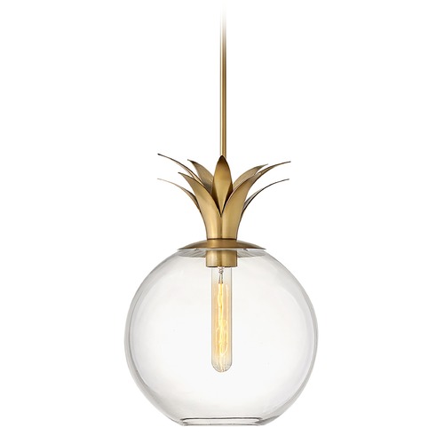 Hinkley Palma 10.75-Inch Pendant in Heritage Brass with Clear Glass by Hinkley Lighting 41927HB