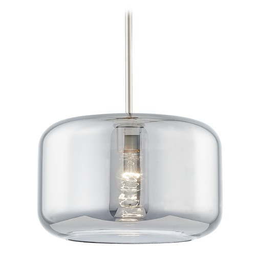 Design Classics Lighting Fest Satin Nickel Pendant Light with Transparent Smoke Drum Shade  531-09 GL1069-SMK