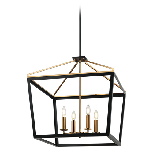 Matteo Lighting Matteo Lighting Mavonshire Black & Aged Gold Brass Pendant Light C67014BKAG
