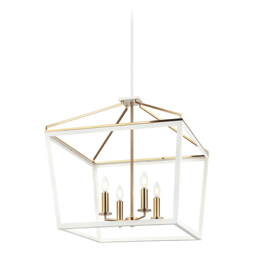 Matteo Lighting Matteo Lighting Mavonshire White & Aged Gold Brass Pendant Light C67014WHAG