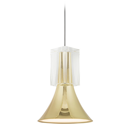 Kuzco Lighting Kuzco Lighting Floe Metallic Brass & Clear Crystal LED Mini-Pendant Light with Bell Shade PD94108-MRB/CC-UNV