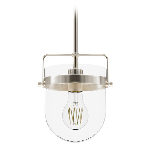 Hunter Fan Company Hunter Fan Company Karloff Brushed Nickel Mini-Pendant Light with Bowl / Dome Shade 19839