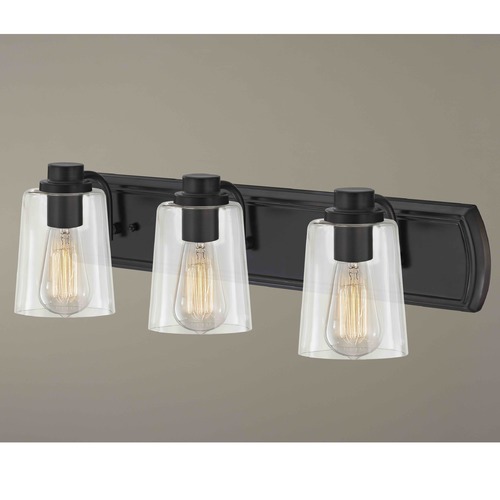 Design Classics Lighting Transitional 3-Light Bath Wall Light with Clear Glass in Bronze 1203-36 GL1027-CLR