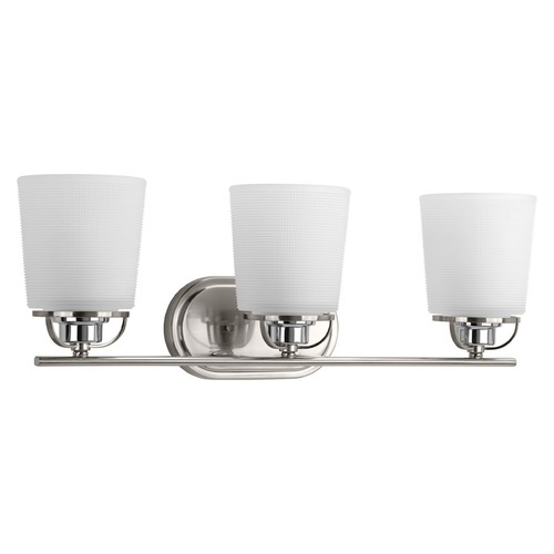 Progress Lighting West Village 3-Light Bath Light in Brushed Nickel & Chrome by Progress Lighting P300006-009