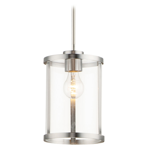 Maxim Lighting Maxim Lighting Sentinel Satin Nickel Mini-Pendant Light with Cylindrical Shade 25252CLSN