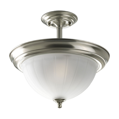 Progress Lighting Semi-Flush Mount Ceiling Light in Brushed Nickel by Progress Lighting P3876-09