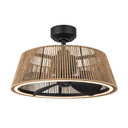 Kuzco Lighting Kuzco Lighting Isla Matte Black & Braided Rope LED Ceiling Fan with Light CF41424-MB/BR-5CCT