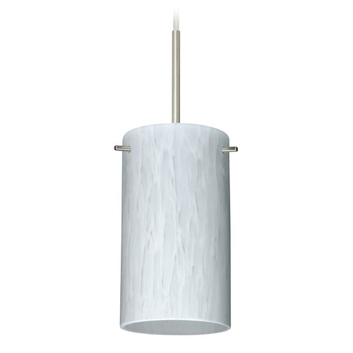 Besa Lighting Besa Lighting Stilo Satin Nickel Mini-Pendant Light with Cylindrical Shade 1BT-440419-SN