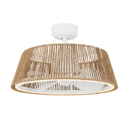 Kuzco Lighting Kuzco Lighting Isla White & Braided Rope LED Ceiling Fan with Light CF41424-WH/BR-5CCT