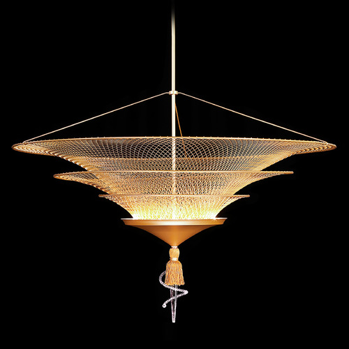 Schonbek Lighting Veneto Gold LED Pendant with Conical Shade by Schonbek Lighting S2234-706H
