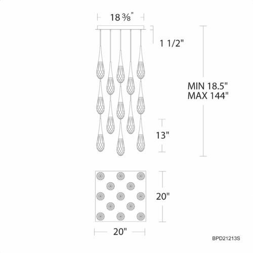 Schonbek Beyond Schonbek Beyond Hibiscus Black LED Multi-Light Pendant with Teardrop Shade BPD21213S-BK