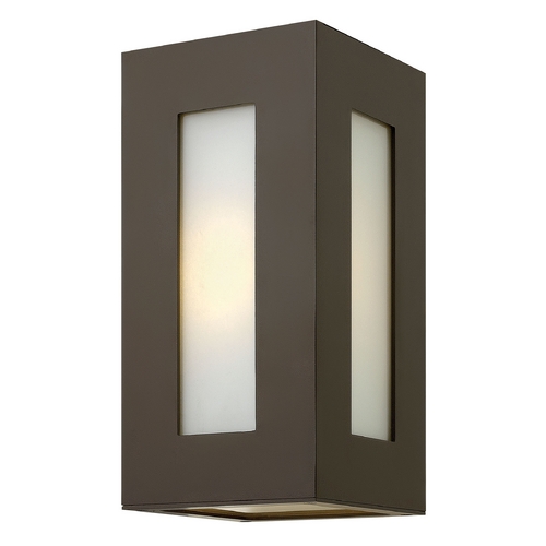 Hinkley Modern Outdoor Wall Light with White Glass in Bronze by Hinkley Lighting 2190BZ