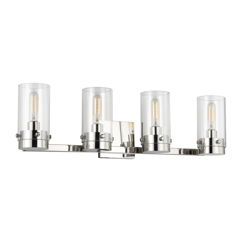 Visual Comfort Studio Collection Chapman & Meyers Garrett Polished Nickel 4-Light Bath Vanity Light by Visual Comfort Studio CW1004PN