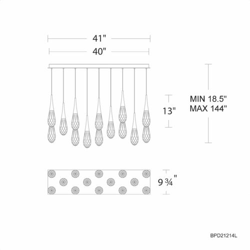 Schonbek Beyond Schonbek Beyond Hibiscus Black LED Multi-Light Pendant with Teardrop Shade BPD21214L-BK