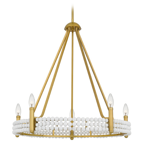 Quoizel Lighting Quoizel Lighting Molly Brushed Gold & White Beads Chandelier MOL5027BRG