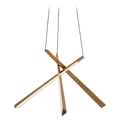 Kuzco Lighting Kuzco Lighting Lex Vintage Brass LED Pendant Light with Triangle Shade CH68127-VB-UNV