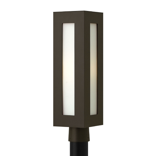 Hinkley Modern Post Light with White Glass in Bronze by Hinkley Lighting 2191BZ
