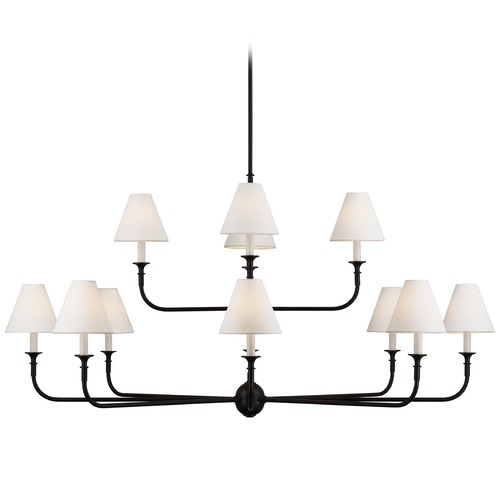 Visual Comfort Signature Collection Thomas OBrien Piaf Chandelier in Aged Iron & Oak by Visual Comfort Signature TOB5453AIEBOL