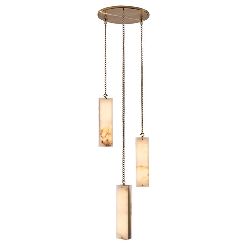 Kalco Lighting Kalco Lighting Vertical Winter Brass LED Multi-Light Pendant with Rectangle Shade 520751WB