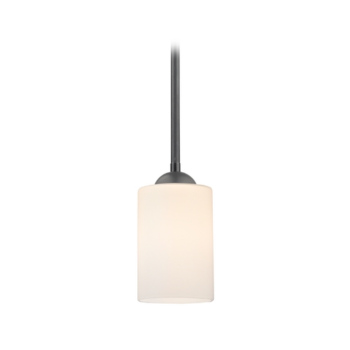 Design Classics Lighting Contemporary Mini-Pendant Light with Satin White Cylinder Glass 581-07  GL1028C