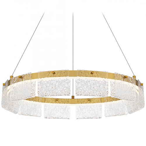 Quoizel Lighting Quoizel Lighting Alice Brushed Gold LED Pendant Light with Curved Panel Shade PCACE2824BRG