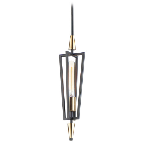Maxim Lighting Maxim Lighting Wings Black & Satin Brass Mini-Pendant Light 11653BKSBR