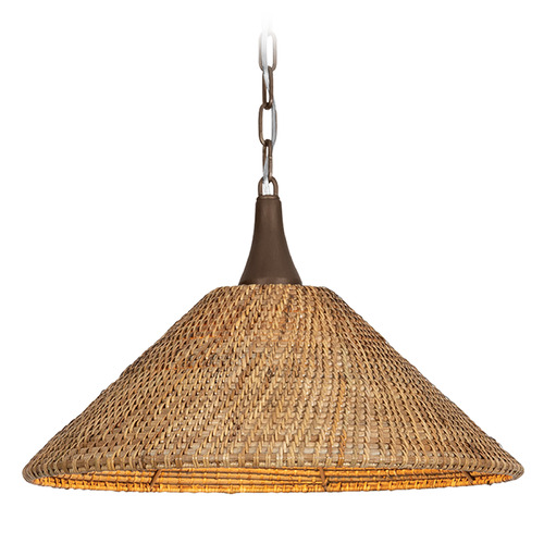 Troy Lighting Troy Lighting Kenzo Bronze Leaf LED Pendant Light with Coolie Shade F2721-BRL