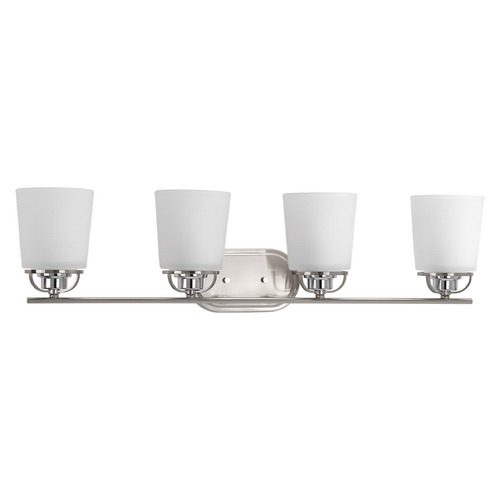 Progress Lighting West Village 4-Light Bath Light in Brushed Nickel & Chrome by Progress Lighting P300007-009