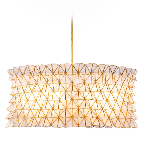 Kalco Lighting Kalco Lighting Flair Oxidized Gold Leaf Pendant Light with Drum Shade 520056OL