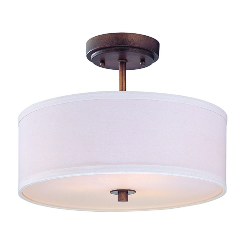 Design Classics Lighting Semi-Flush Light with White Drum Shade in Bronze -14 Inches Wide DCL 6543-604 SH7483 KIT
