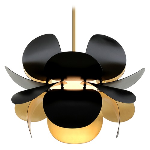Corbett Lighting Ginger Black & Gold Leaf Pendant by Corbett Lighting 308-41