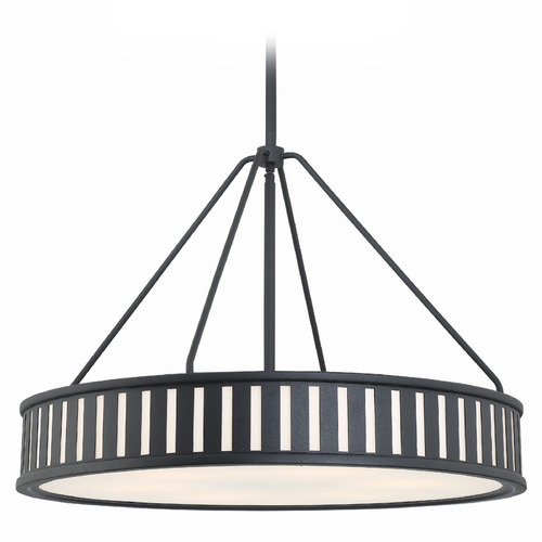 Crystorama Lighting Crystorama Lighting Kendal Black Forged Pendant Light with Drum Shade KEN-8306-BF