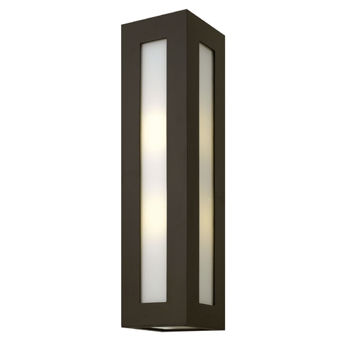 Hinkley Modern Outdoor Wall Light with White Glass in Bronze by Hinkley Lighting 2195BZ