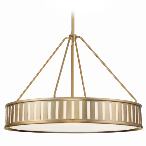 Crystorama Lighting Crystorama Lighting Kendal Vibrant Gold Pendant Light with Drum Shade KEN-8306-VG