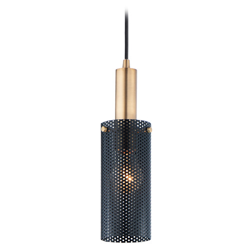 Maxim Lighting Maxim Lighting Perf Black & Satin Brass Mini-Pendant Light with Cylindrical Shade 10081BKSBR