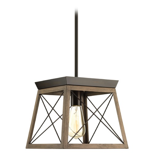 Progress Lighting Briarwood Antique Bronze with Faux-Painted Wood Pendant by Progress Lighting P500041-020