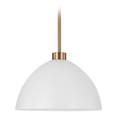 HomePlace by Capital Lighting Homeplace By Capital Lighting Ross Aged Brass & White Pendant Light with Bowl / Dome Shade 352011AW