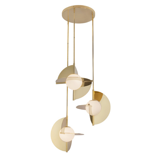 Kuzco Lighting Kuzco Lighting Scorpio Metallic Brass LED Multi-Light Pendant with Globe Shade CH65127-MRB/OP-UNV